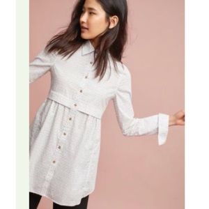 Anthro Maeve Aled PolkaDot Tunic Button Down (M)